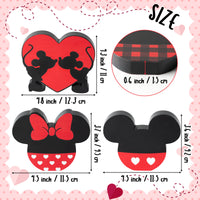 Unbess 3Pcs Christmas Valentine Cartoon Mouse Tiered Tray Sign Table Decor Red and Black Mouse Love Heart Shaped Freestanding Farmhouse Rustic Wooden Romantic Centerpieces for Home Wedding Anniversary