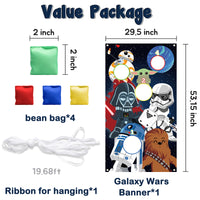 Unbess Galaxy Wars Toss Games with 4 Bean Bags, Indoor Outdoor Fun Throwing Games Backdrop Banner Party Activities for Kids Adults Space Galaxy Wars Themed Birthday Party Favors Supplies Decoration