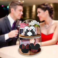 Unbess 3Pcs Christmas Valentine Cartoon Mouse Tiered Tray Sign Table Decor Red and Black Mouse Love Heart Shaped Freestanding Farmhouse Rustic Wooden Romantic Centerpieces for Home Wedding Anniversary