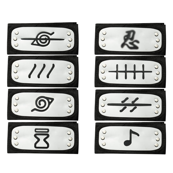 Unbess 8Pcs Leaf Village Adjustable Headband with Metal Plated Ninja Cosplay Costume Sand Veil Akatsuki Uzumaki Anime Themed Party Favors Supplies Cosplay Role Playing Accessories Gift for Kids Adults