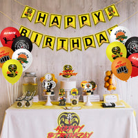 Unbess 51Pcs Cobra Kai Birthday Decorations Kit - Including Pattern Latex Balloons, HAPPY BIRTHDAY Banner, Cake & Cupcake Toppers, Cobra Kai Birthday Party Decorations Supplies for Kids Adults